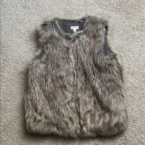 Merona Faux Fur Vest in Gray/Brown